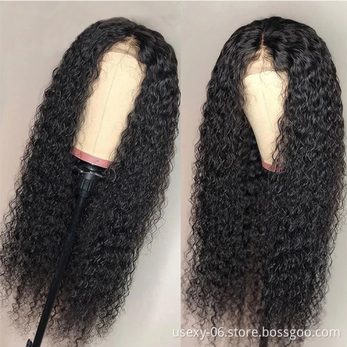 Usexy transparent HD full lace human hair wigs,180 density HD lace cuticle aligned virgin wigs,30 inch curly closure frontal wig